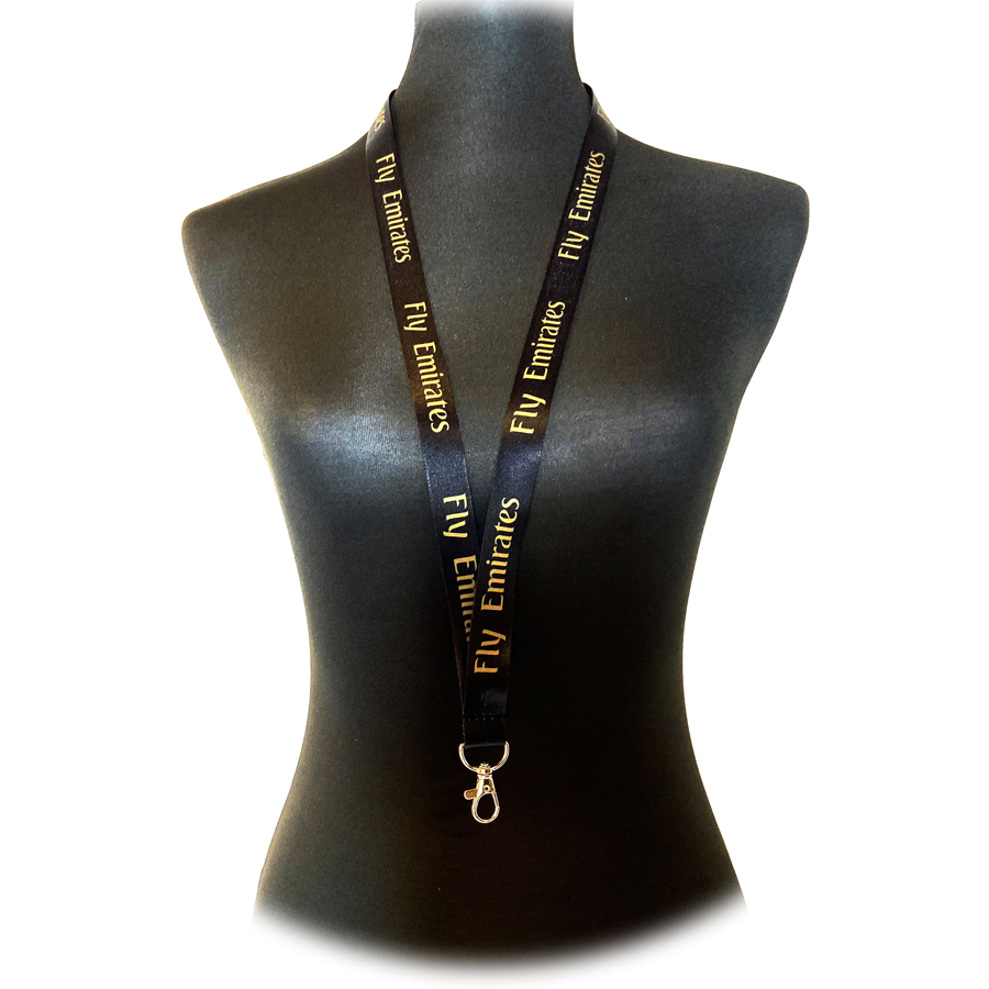 Lanyard Emirates (black/gold text) – Gone Flying Store